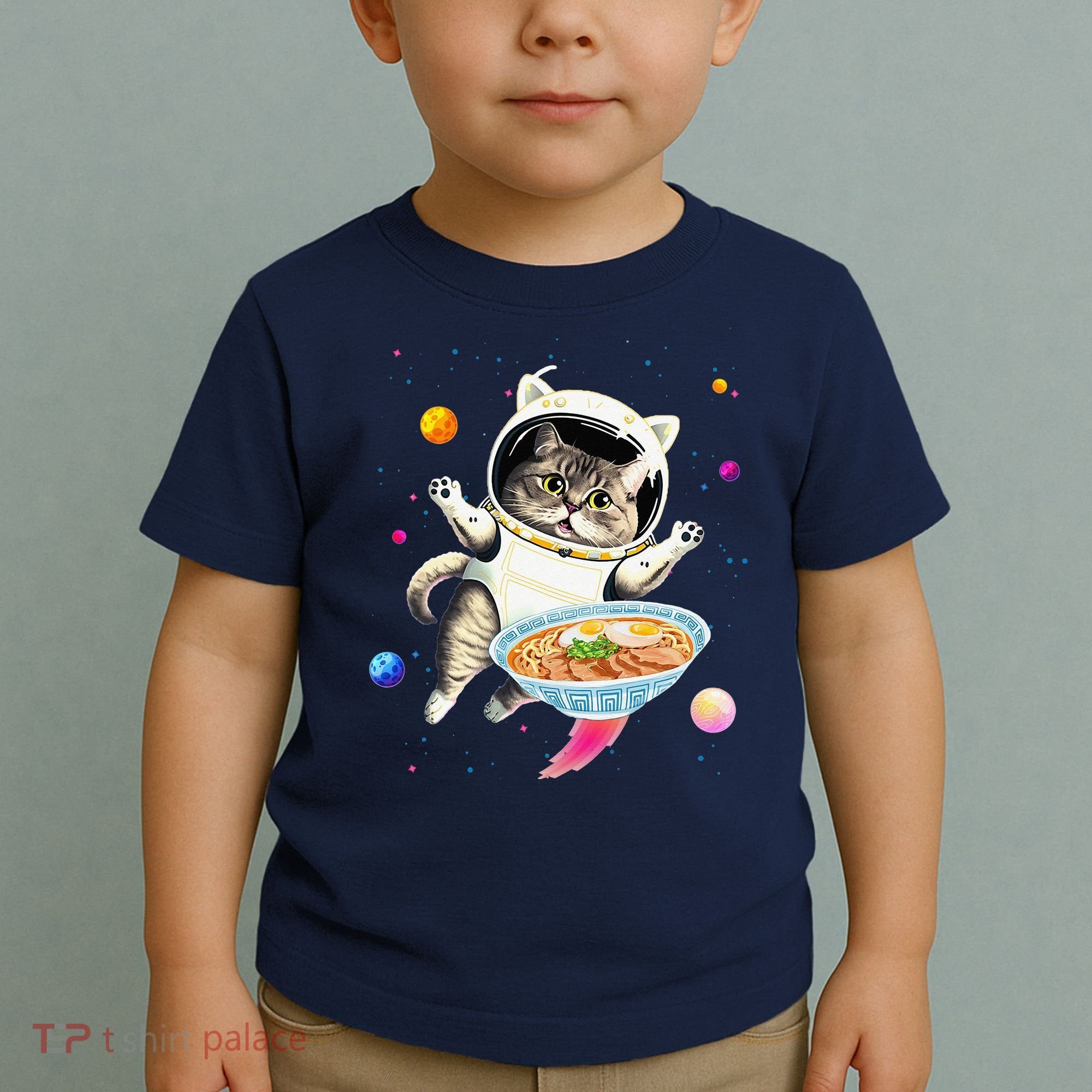 Astronaut Cat In Space With Ramen Noodles Galaxy Cat Toddler T-Shirt