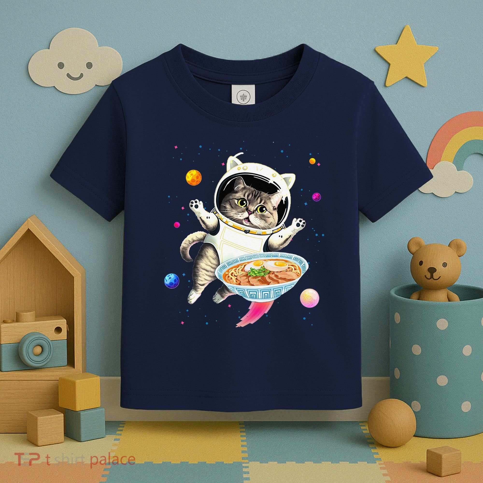 Astronaut Cat In Space With Ramen Noodles Galaxy Cat Toddler T-Shirt