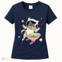 Astronaut Cat In Space With Ramen Noodles Galaxy Cat Women's T-Shirt thumb 0