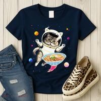 Astronaut Cat In Space With Ramen Noodles Galaxy Cat Women's T-Shirt thumb 3