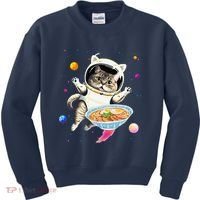 Astronaut Cat In Space With Ramen Noodles Galaxy Cat Kids Sweatshirt thumb 0