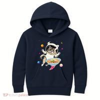 Astronaut Cat In Space With Ramen Noodles Galaxy Cat Kids Hoodie thumb 0