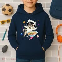 Astronaut Cat In Space With Ramen Noodles Galaxy Cat Kids Hoodie thumb 2