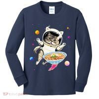 Astronaut Cat In Space With Ramen Noodles Galaxy Cat Kids Long Sleeve Shirt thumb 0