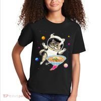 Astronaut Cat In Space With Ramen Noodles Galaxy Cat Kids T-Shirt thumb 2