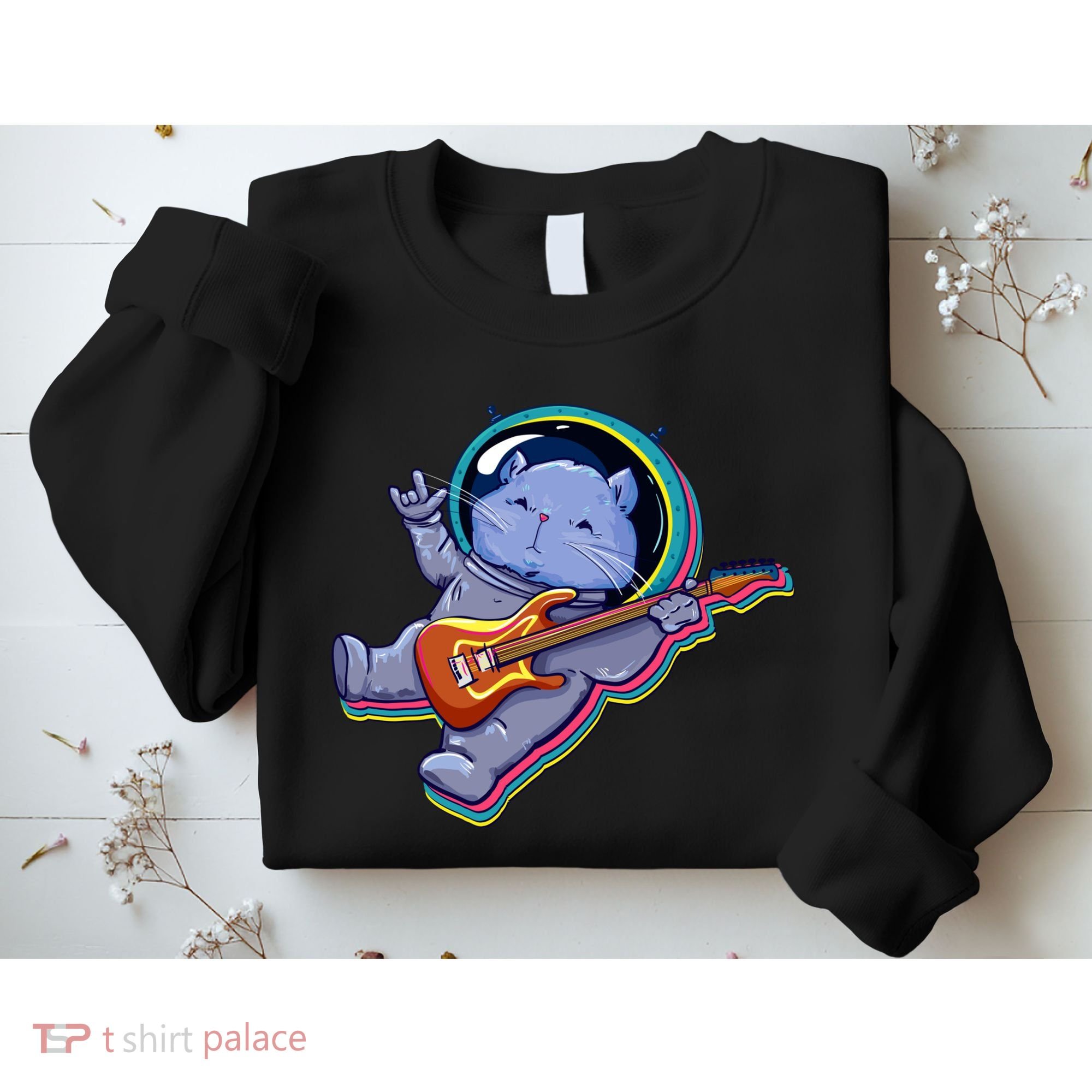 Astronaut Cat In Space Guitar Sweatshirt
