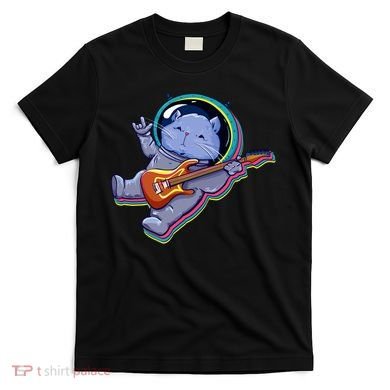 Astronaut Cat In Space Guitar T-Shirt