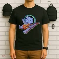 Astronaut Cat In Space Guitar T-Shirt thumb 6