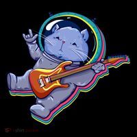 Astronaut Cat In Space Guitar T-Shirt thumb 7