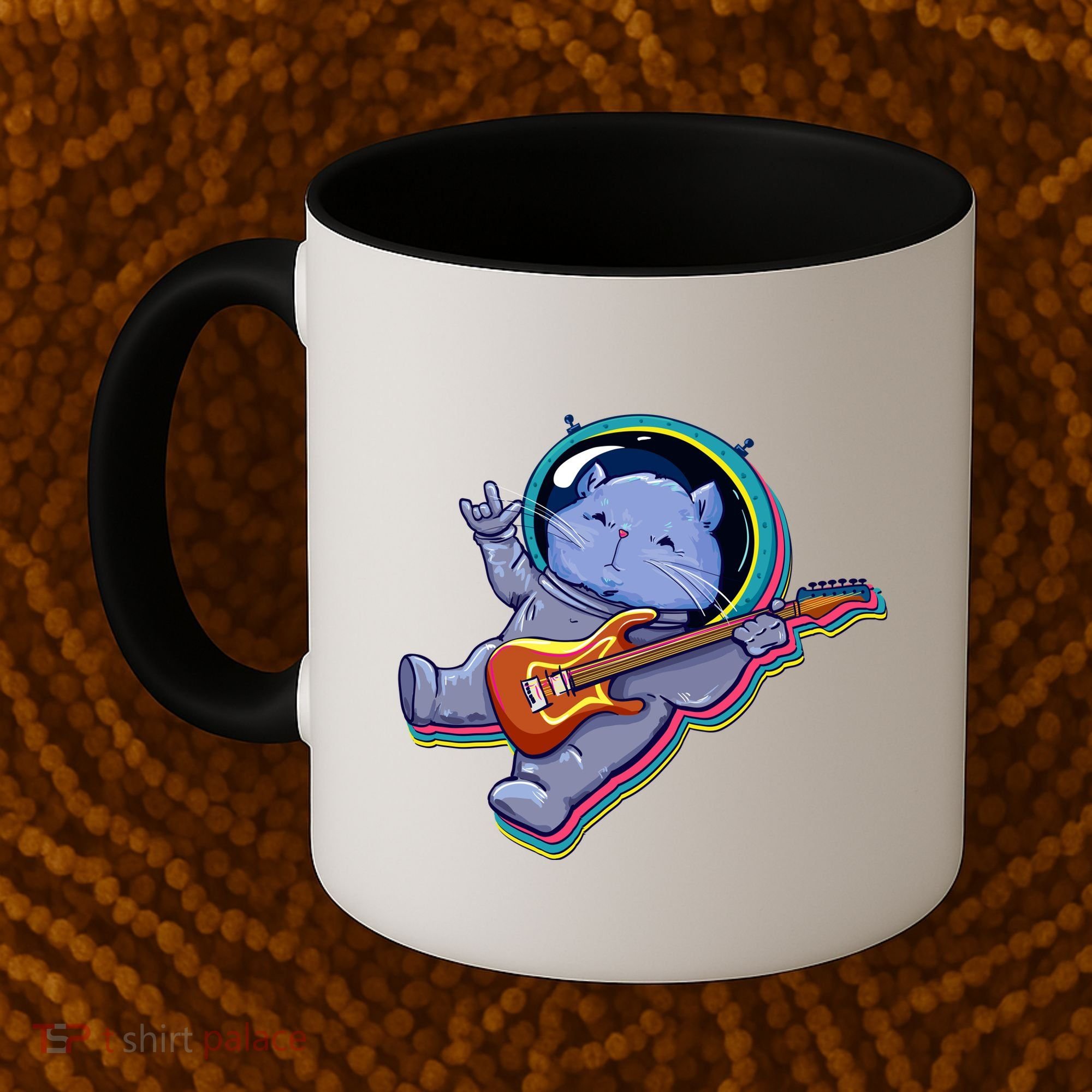 Astronaut Cat In Space Guitar Coffee Mug