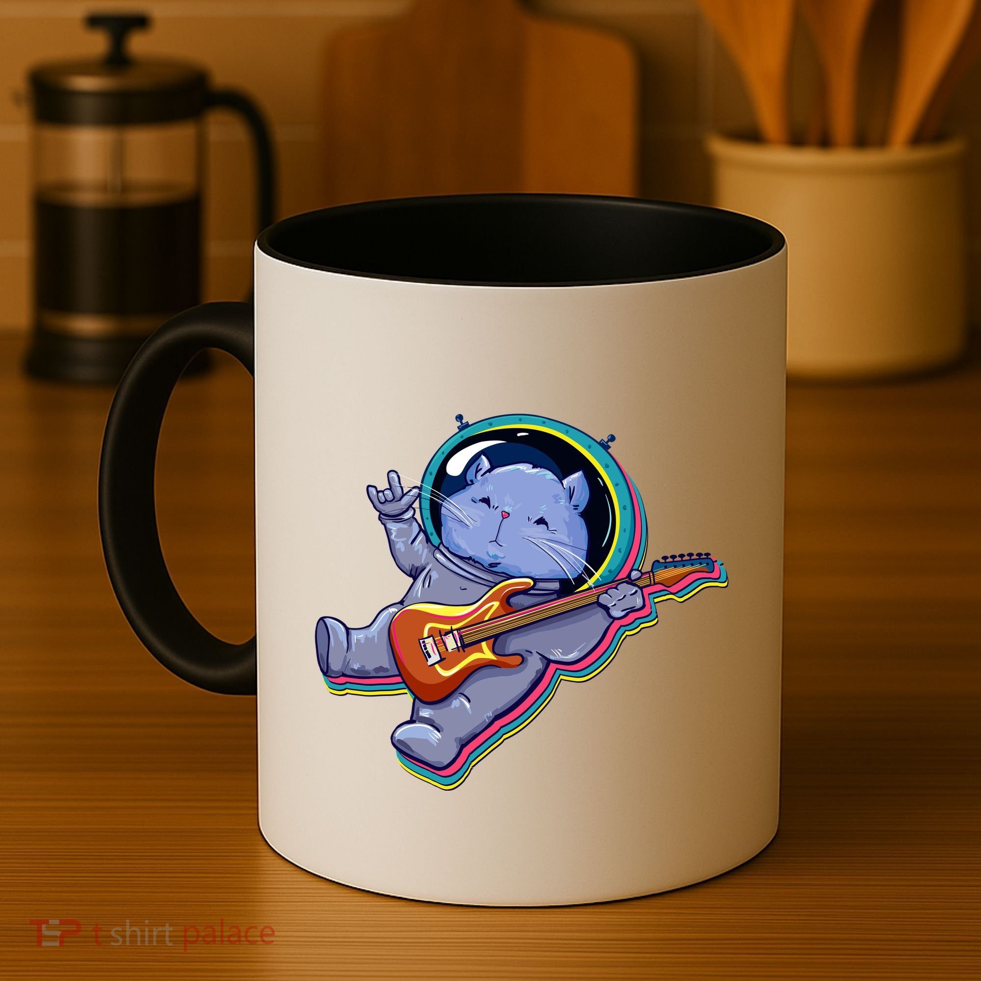 Astronaut Cat In Space Guitar Coffee Mug