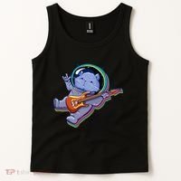 Astronaut Cat In Space Guitar Tank Top thumb 2