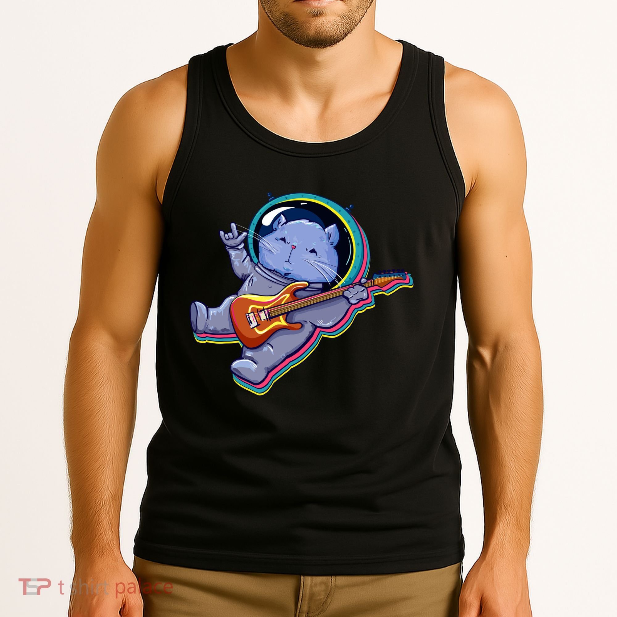 Astronaut Cat In Space Guitar Tank Top