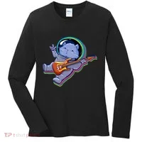 Astronaut Cat In Space Guitar Women's Long Sleeve Shirt thumb 0