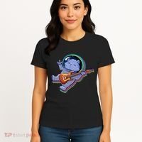 Astronaut Cat In Space Guitar Women's T-Shirt thumb 4