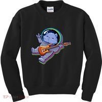 Astronaut Cat In Space Guitar Kids Sweatshirt thumb 0