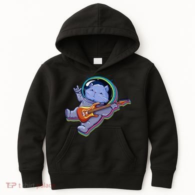 Astronaut Cat In Space Guitar Kids Hoodie