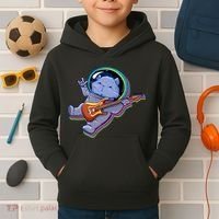 Astronaut Cat In Space Guitar Kids Hoodie thumb 2