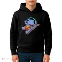 Astronaut Cat In Space Guitar Kids Hoodie thumb 4