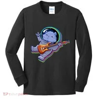 Astronaut Cat In Space Guitar Kids Long Sleeve Shirt thumb 0