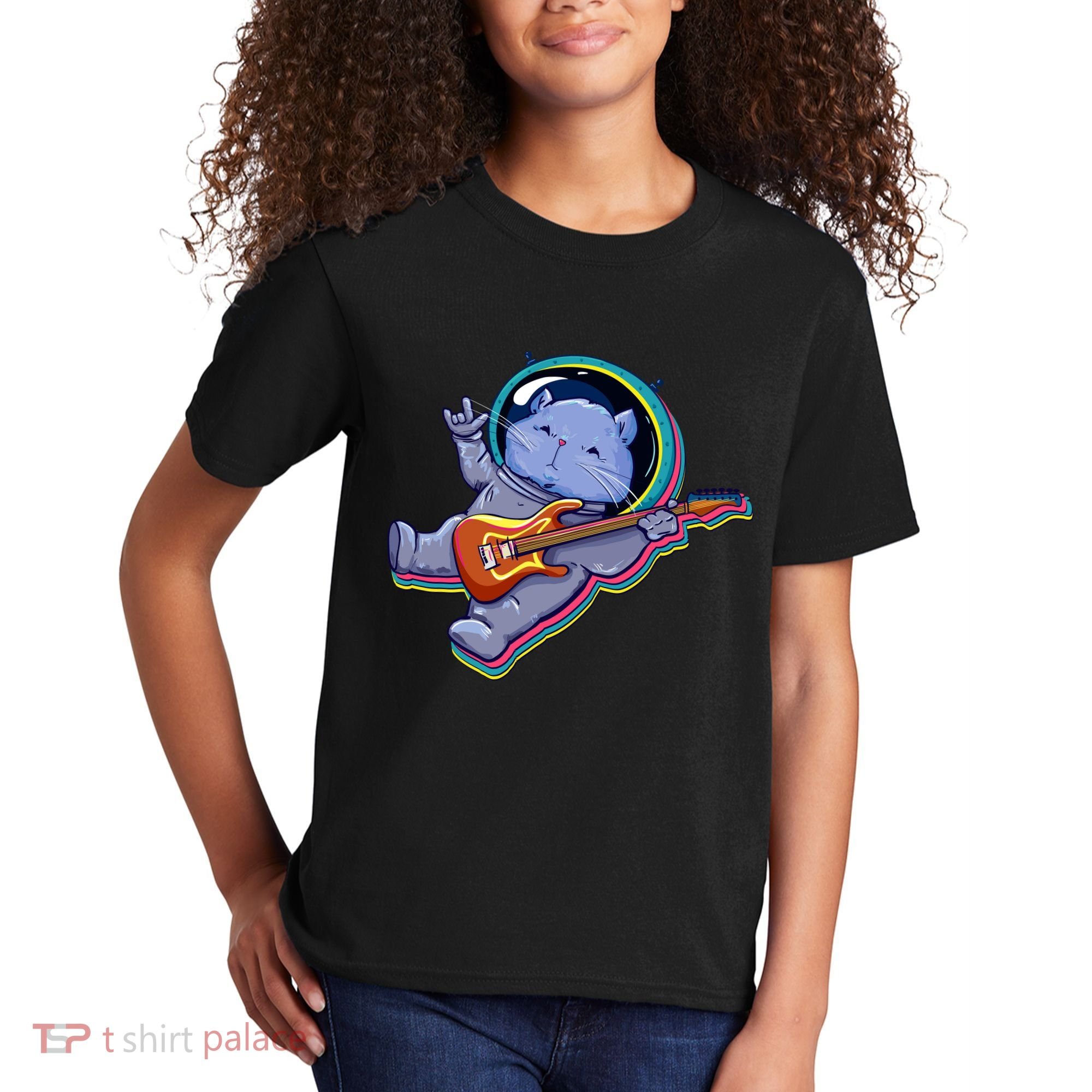 Astronaut Cat In Space Guitar Kids T-Shirt