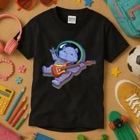 Astronaut Cat In Space Guitar Kids T-Shirt thumb 3