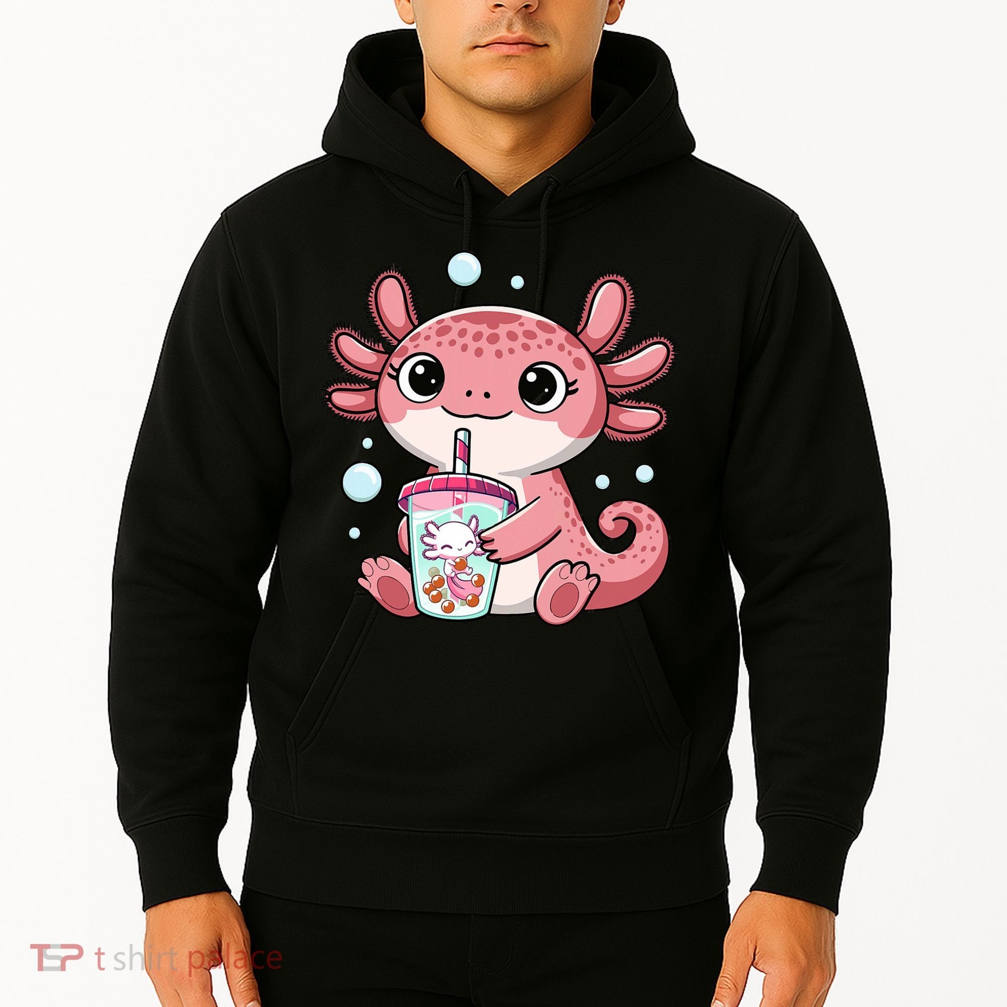 Axolotl Cute Kawaii Anime Boba Tea Hoodie
