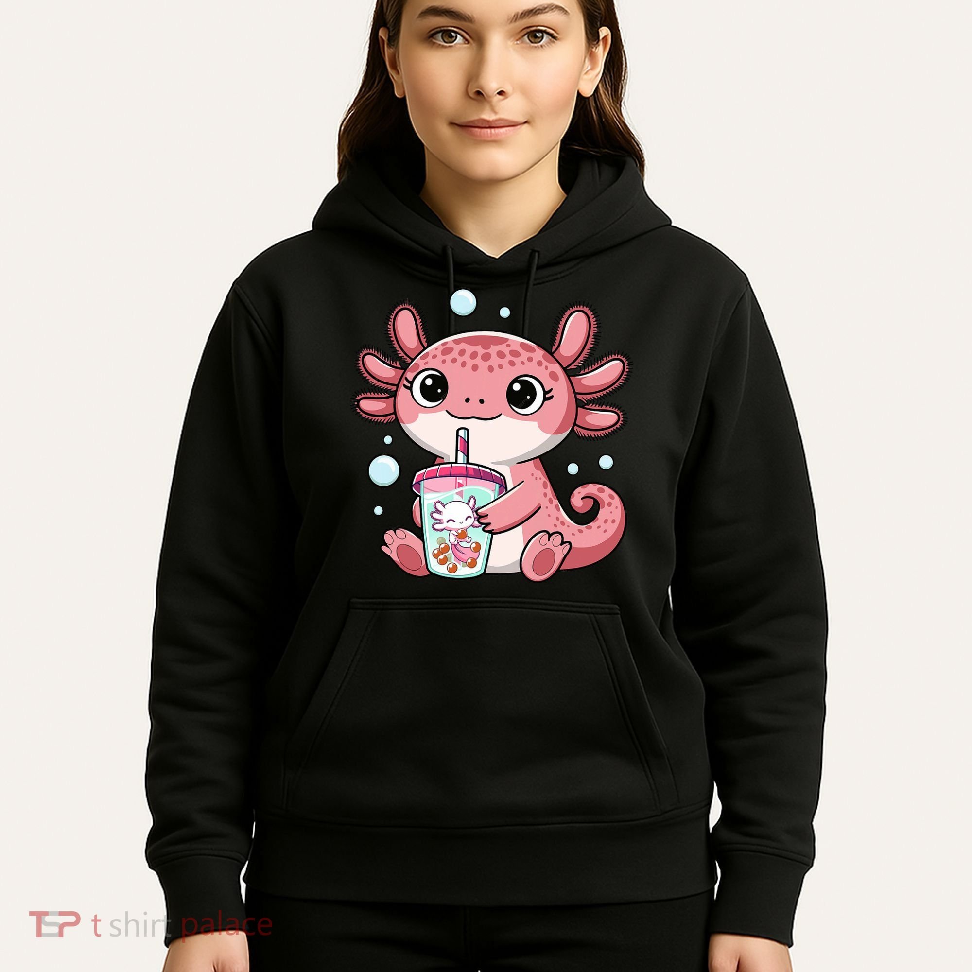 Axolotl Cute Kawaii Anime Boba Tea Hoodie
