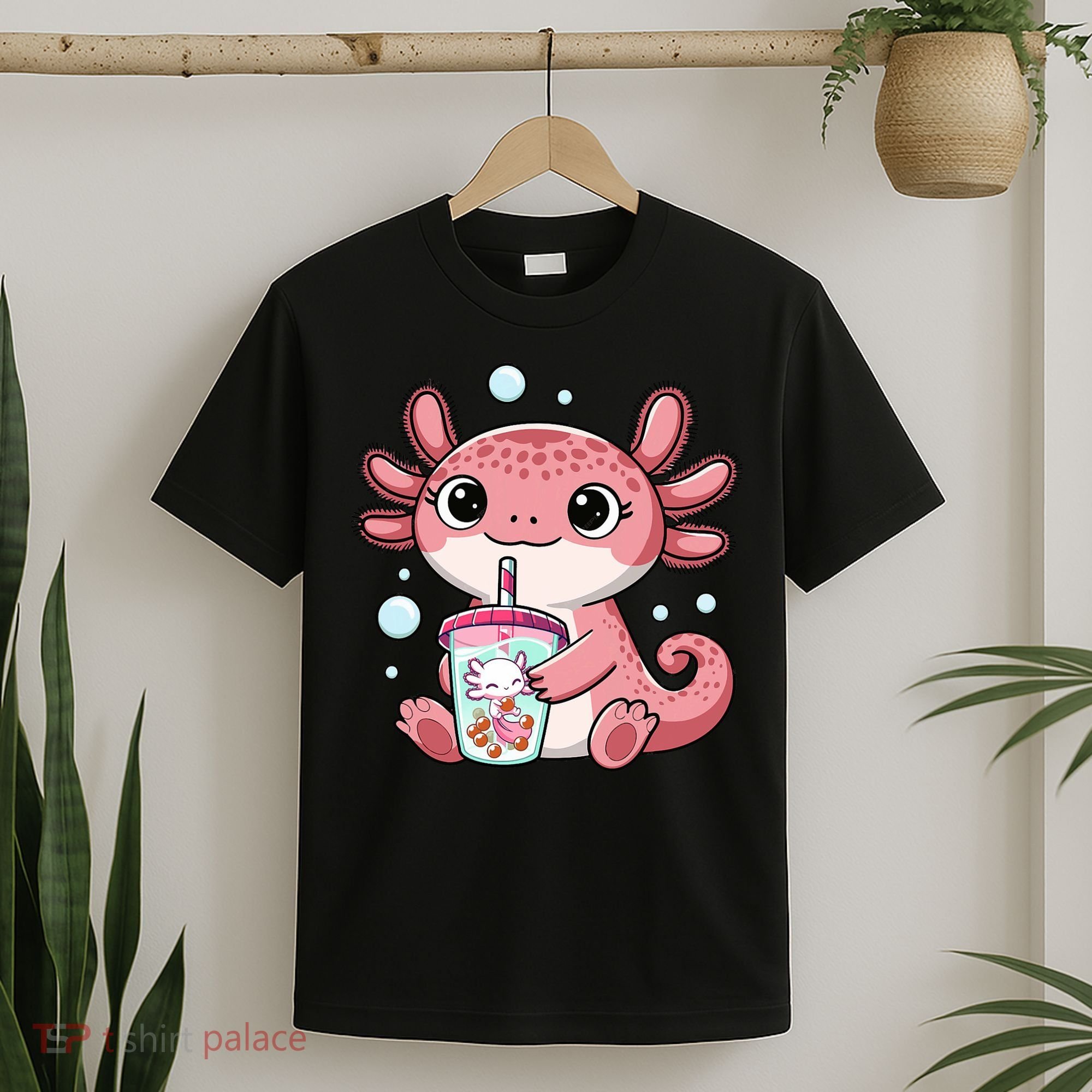 Axolotl Cute Kawaii Anime Boba Tea T-Shirt