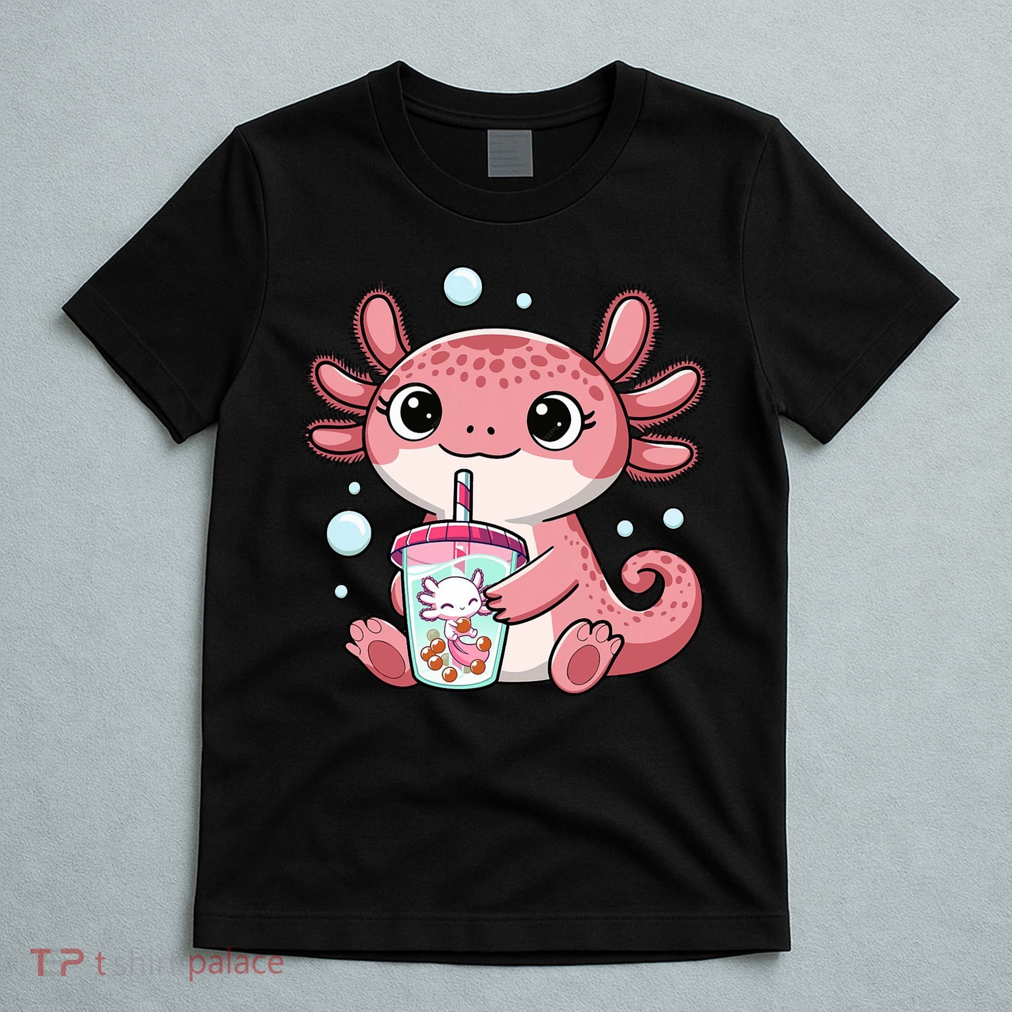 Axolotl Cute Kawaii Anime Boba Tea T-Shirt