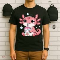Axolotl Cute Kawaii Anime Boba Tea T-Shirt thumb 6