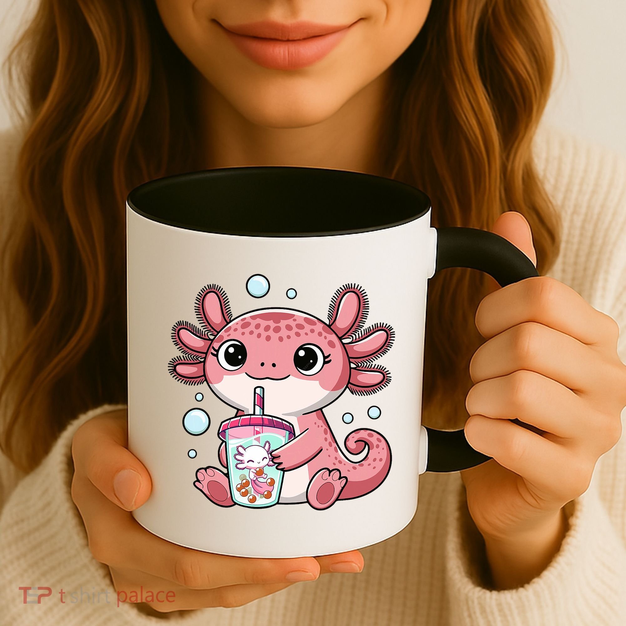 Axolotl Cute Kawaii Anime Boba Tea Coffee Mug
