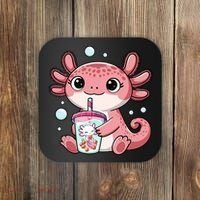 Axolotl Cute Kawaii Anime Boba Tea Coaster thumb 0
