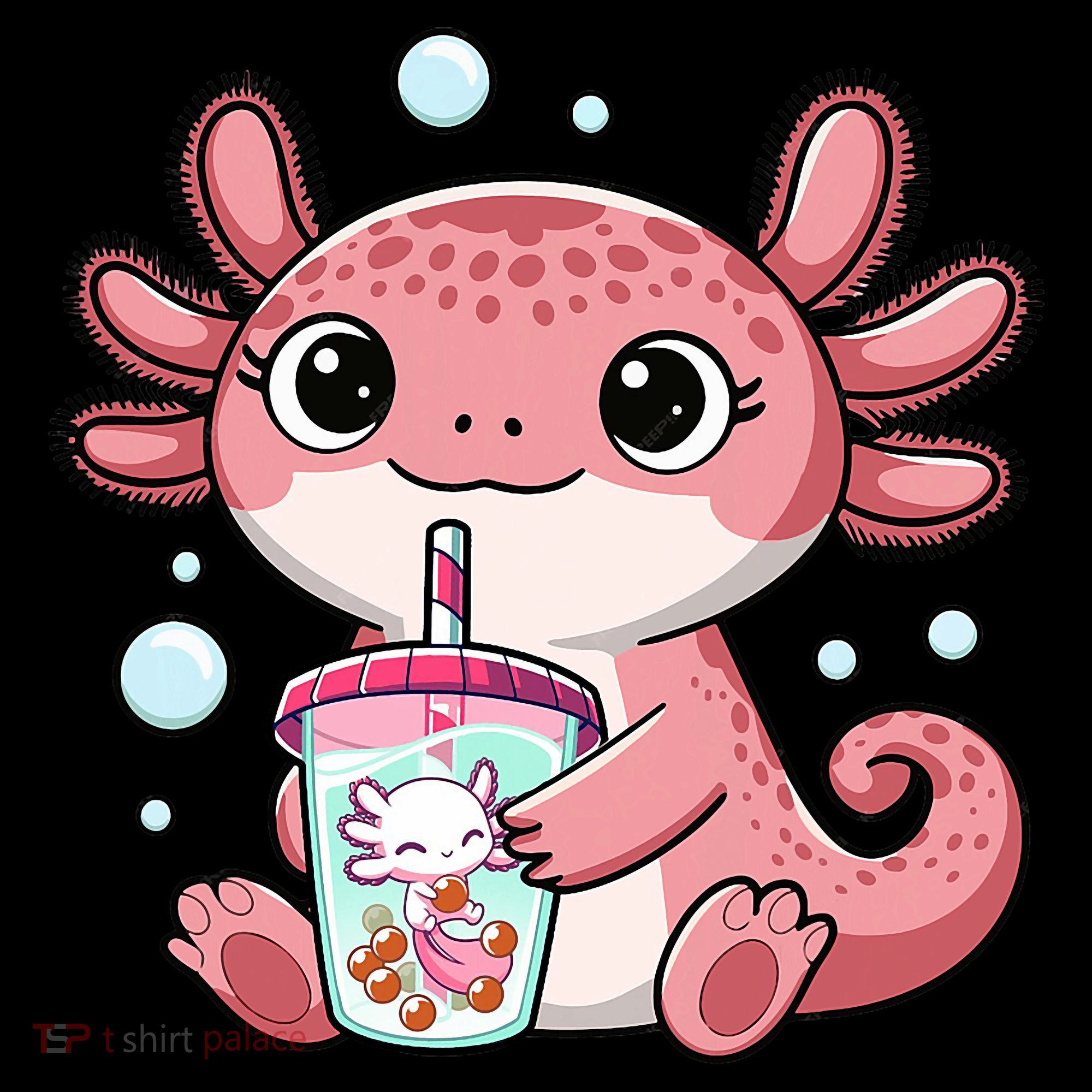 Axolotl Cute Kawaii Anime Boba Tea Women's Hoodie