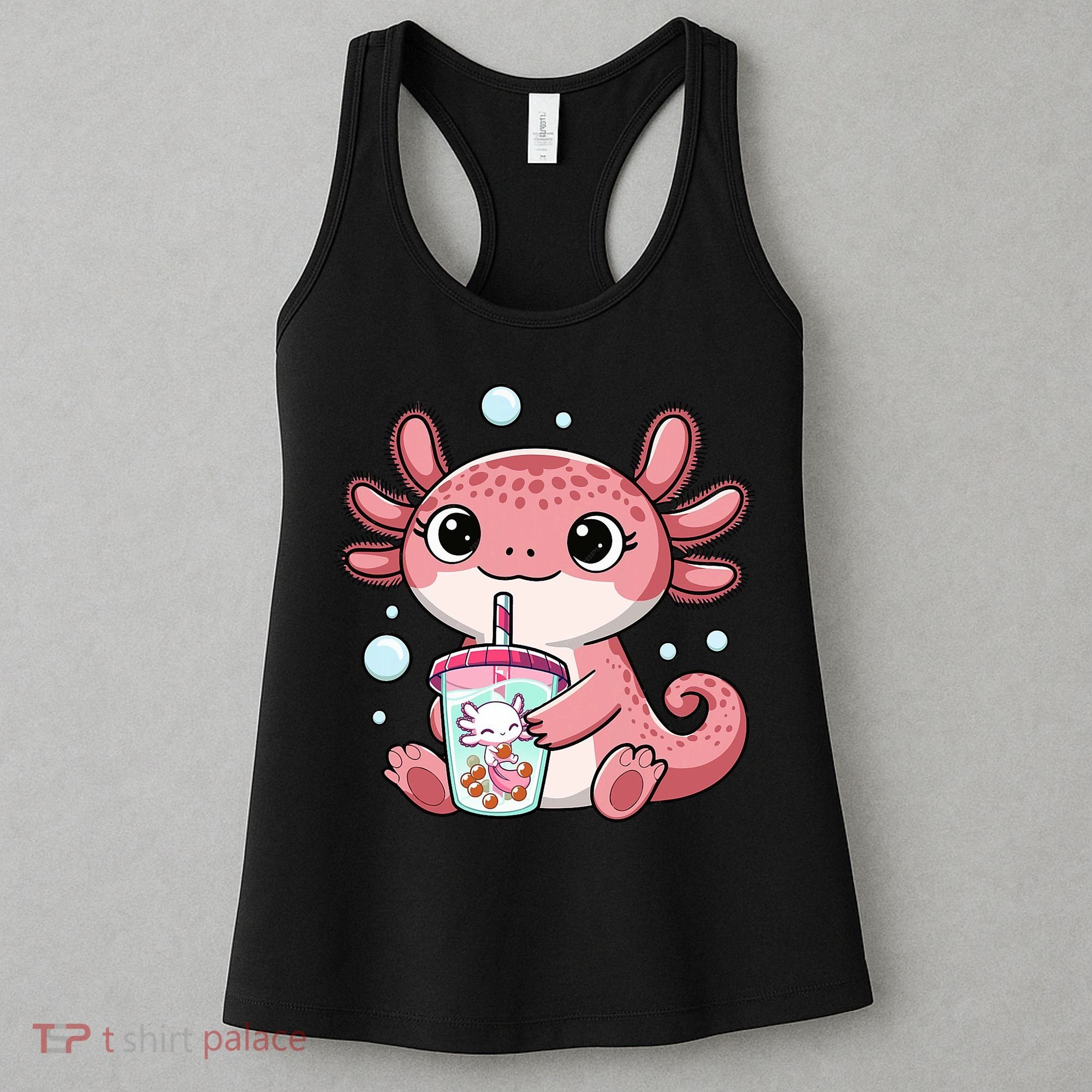 Axolotl Cute Kawaii Anime Boba Tea Women's Tank Top