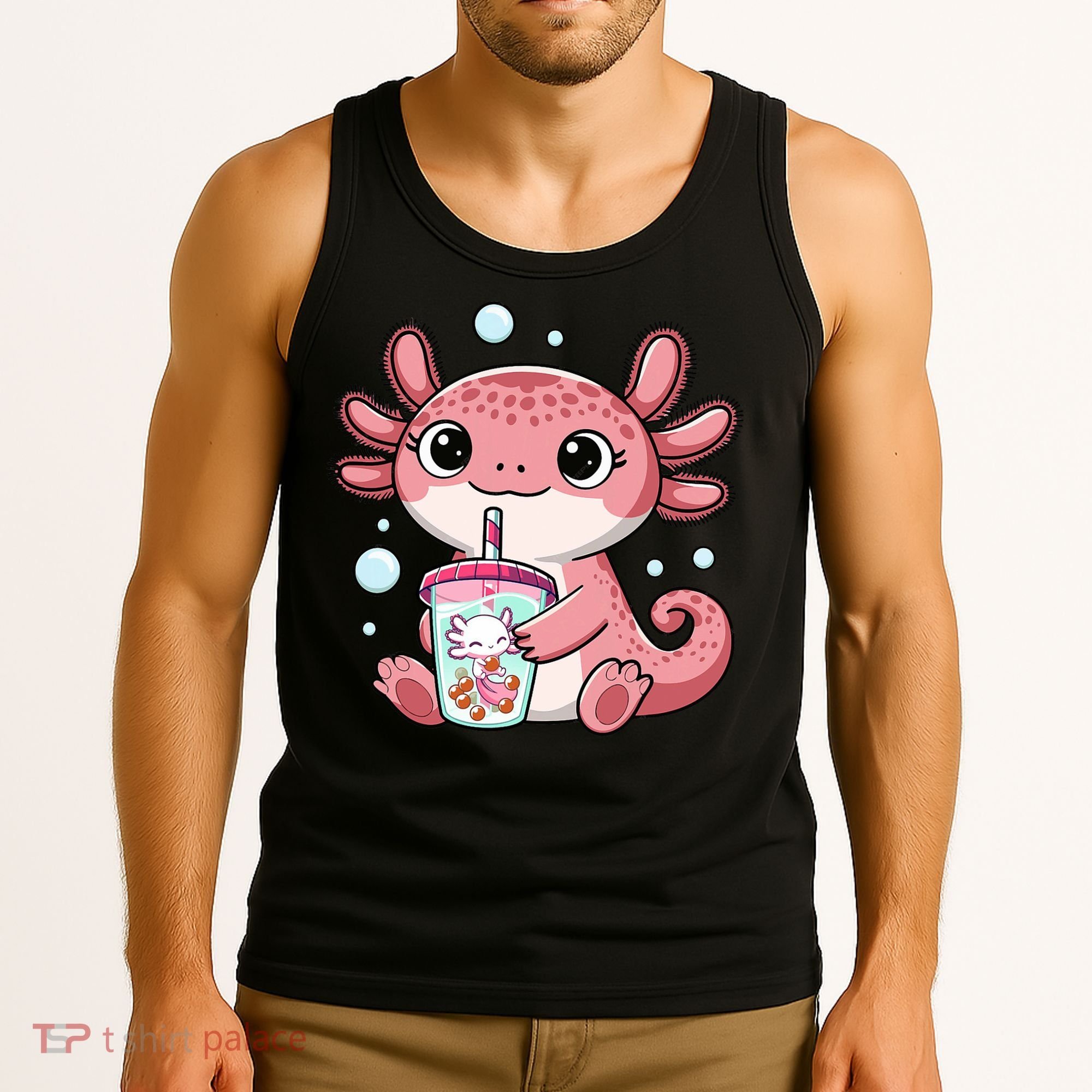 Axolotl Cute Kawaii Anime Boba Tea Tank Top