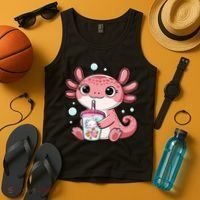 Axolotl Cute Kawaii Anime Boba Tea Tank Top thumb 4