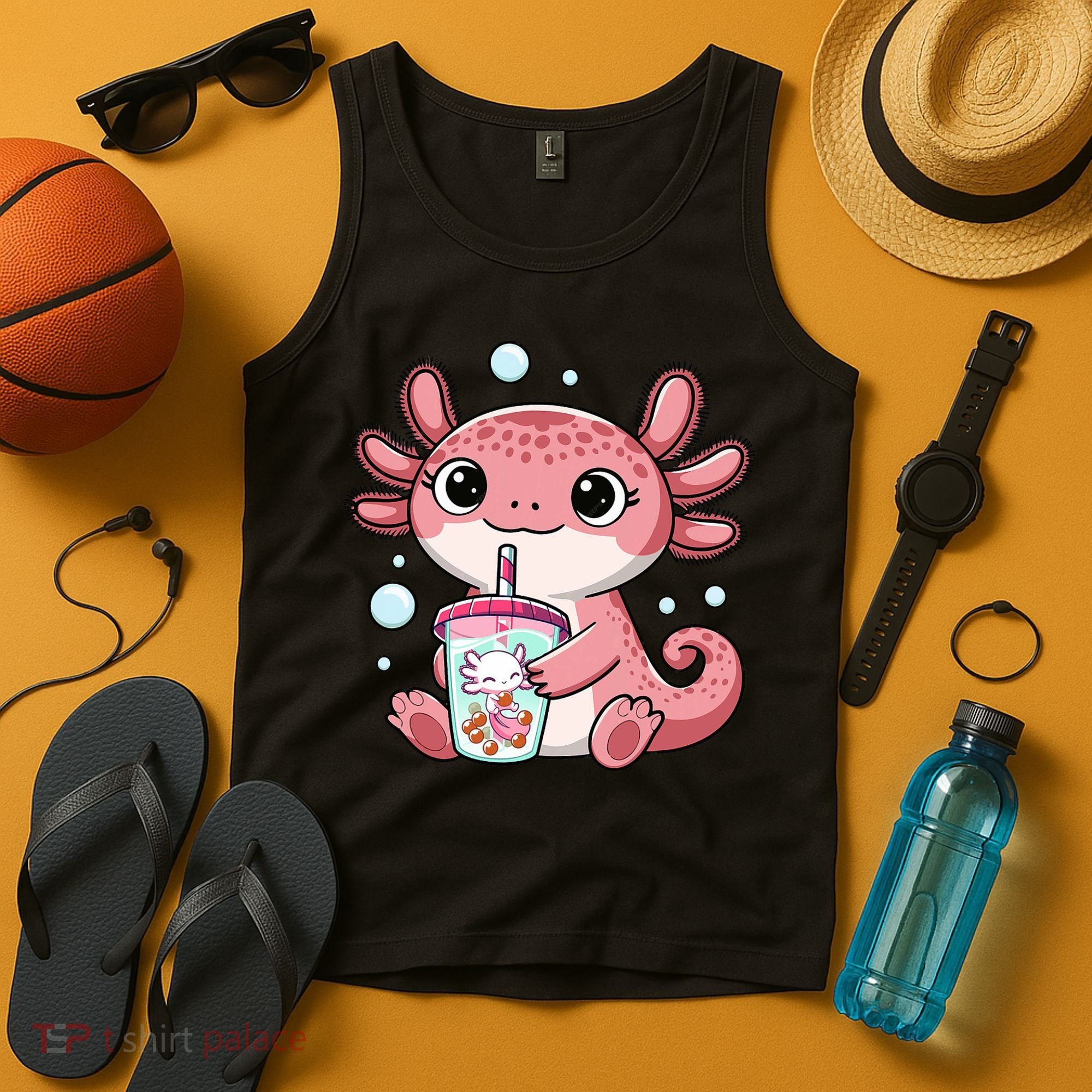 Axolotl Cute Kawaii Anime Boba Tea Tank Top
