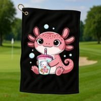 Axolotl Cute Kawaii Anime Boba Tea Golf Towel thumb 1