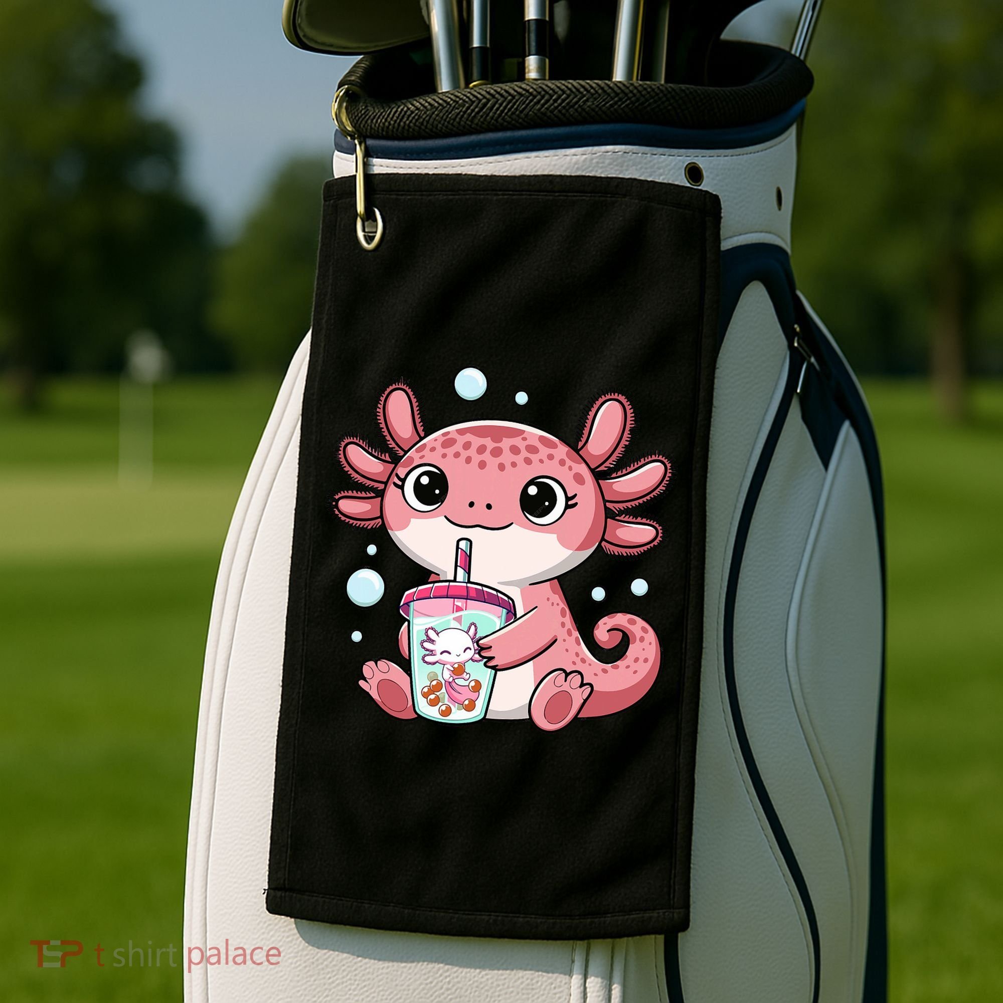 Axolotl Cute Kawaii Anime Boba Tea Golf Towel