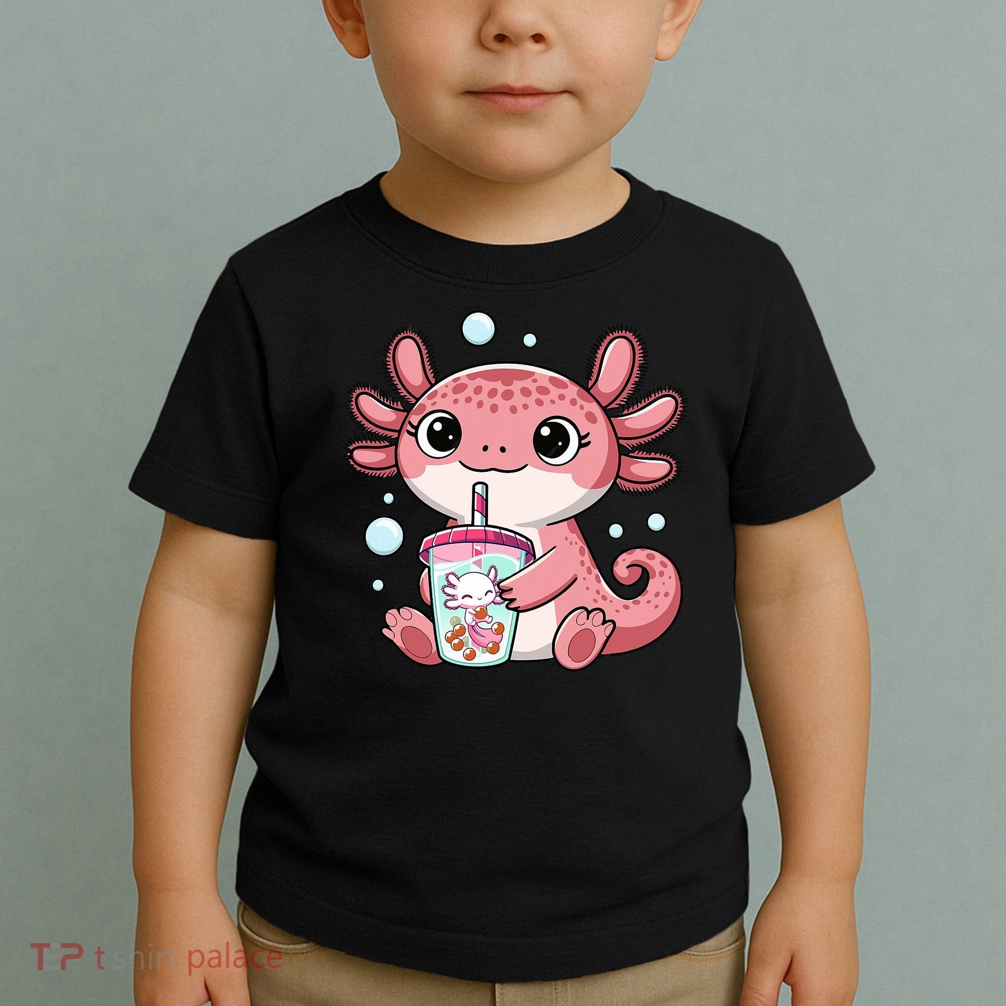 Axolotl Cute Kawaii Anime Boba Tea Toddler T-Shirt