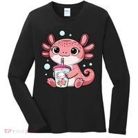 Axolotl Cute Kawaii Anime Boba Tea Women's Long Sleeve Shirt thumb 0