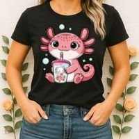 Axolotl Cute Kawaii Anime Boba Tea Women's T-Shirt thumb 2
