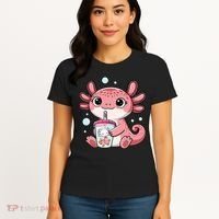 Axolotl Cute Kawaii Anime Boba Tea Women's T-Shirt thumb 4