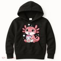 Axolotl Cute Kawaii Anime Boba Tea Kids Hoodie thumb 0