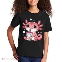 Axolotl Cute Kawaii Anime Boba Tea Kids T-Shirt thumb 2
