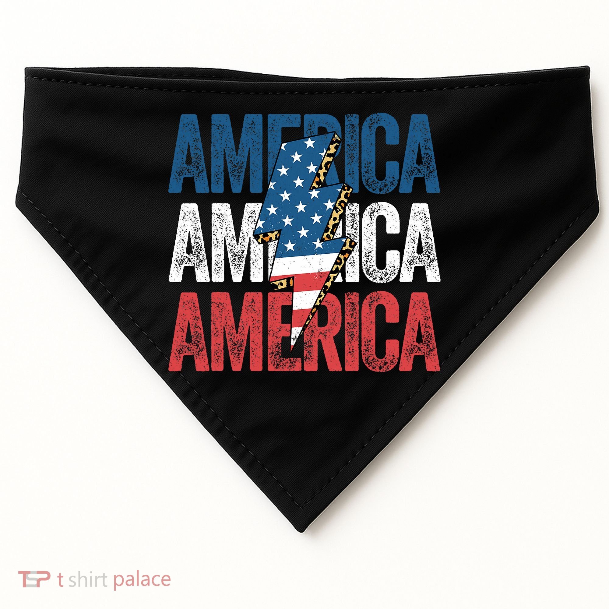 America Cheetah Leopard Lightning Bolt 4th Of July USA-Made Doggie Bandana