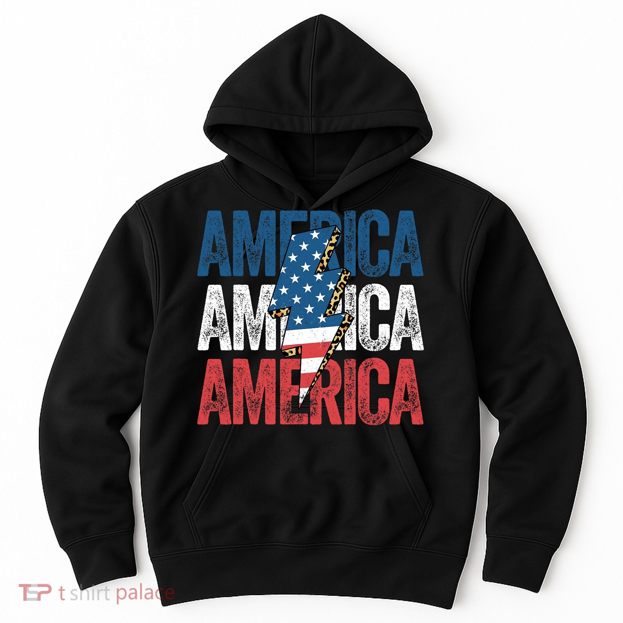 America Cheetah Leopard Lightning Bolt 4th Of July Hoodie