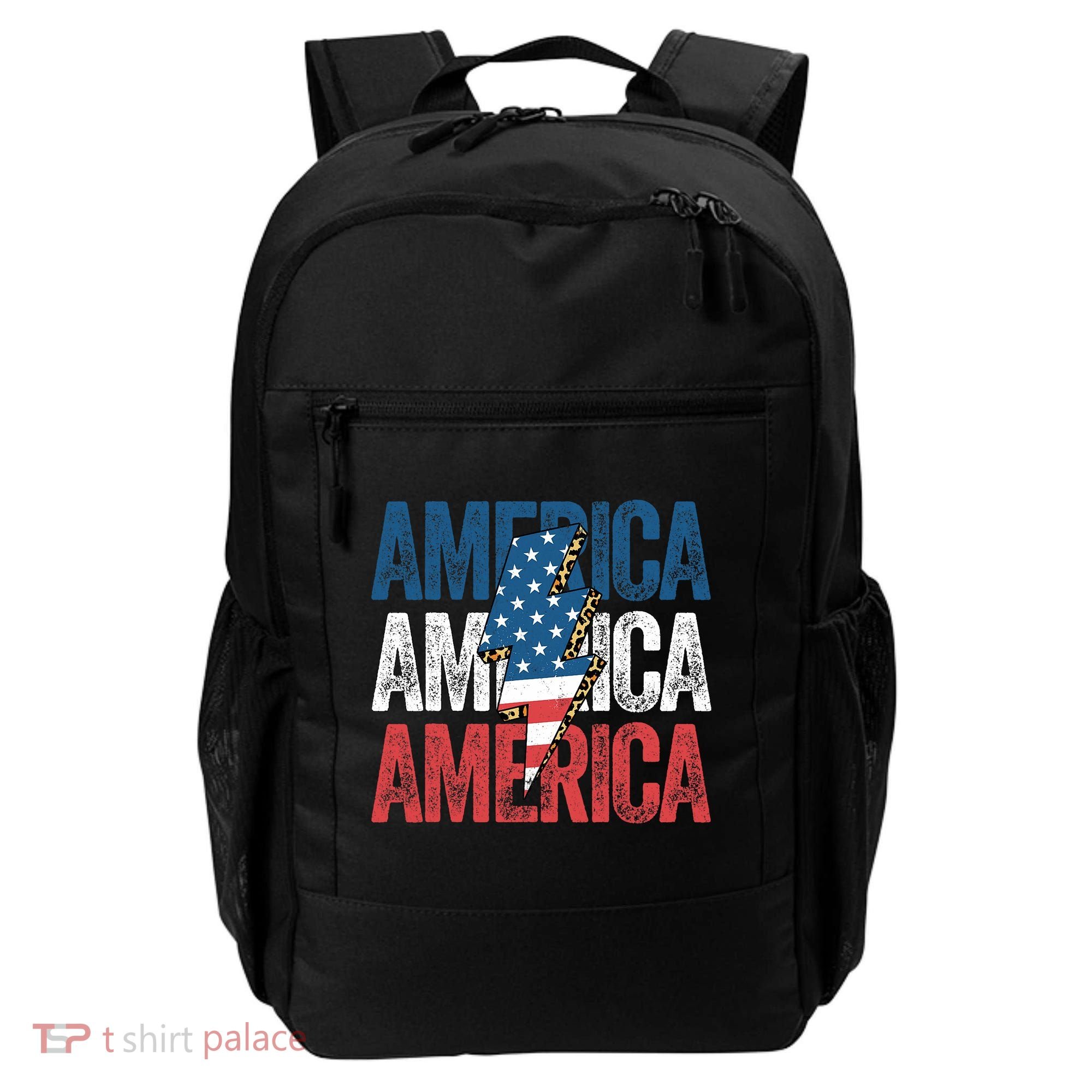 America Cheetah Leopard Lightning Bolt 4th Of July Backpack