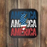 America Cheetah Leopard Lightning Bolt 4th Of July Coaster thumb 0